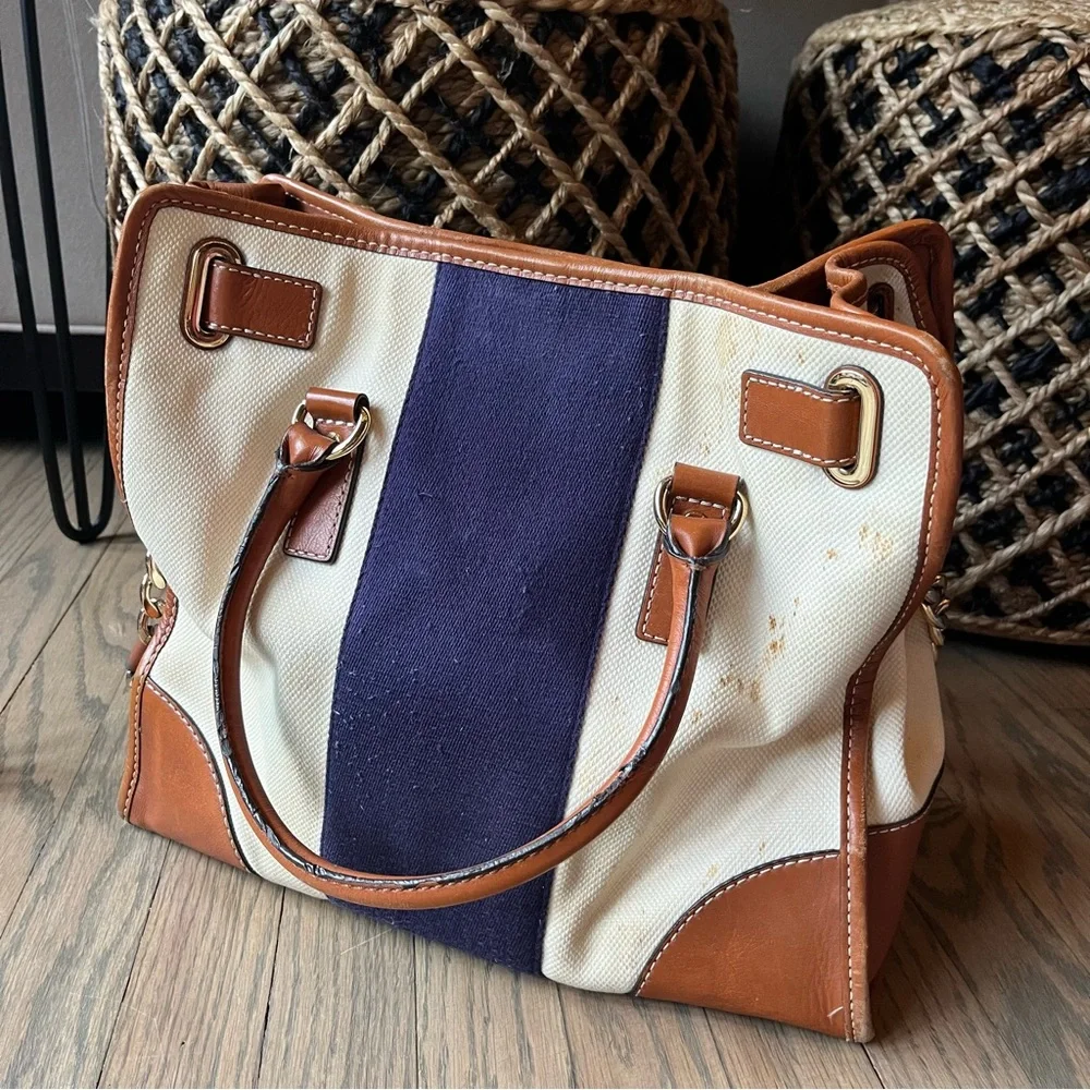 Michael Kors Cream and Navy Tote Bag